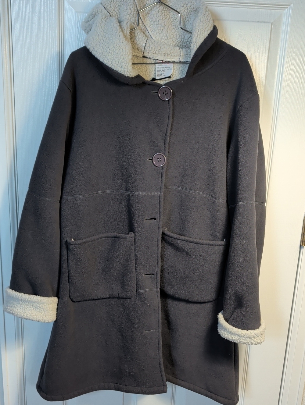 Women’s Hooded Sherpa-Lined Coat - Dark Gray